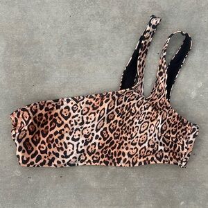 Victoria’s secret Leopard cheetah print asymmetrical Bikini Swimsuit Top Y2K
